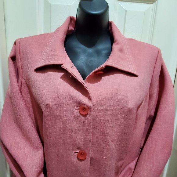 LESLIE FAY Peach Long-Sleeve/Collar Suit Blazer Jacket, 14WP - Picture 2 of 9